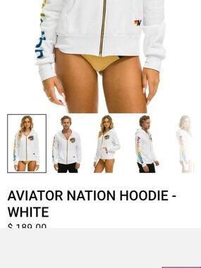 Women's White Zip-Up Hoodie